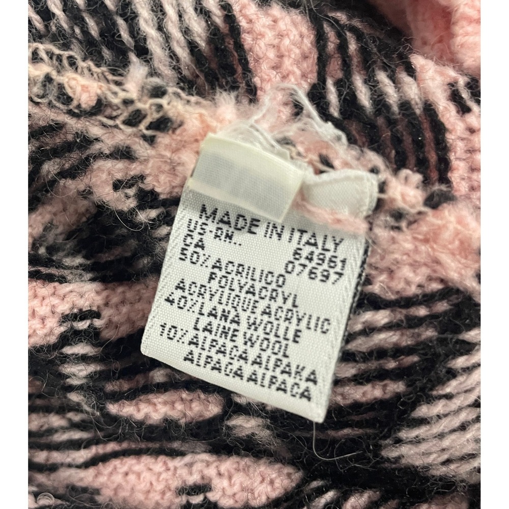 Benellan Women's Sweater Wool/Alpaca Sz 46(S) Pink Black Mock Neck Knit Pullover - Picture 7 of 9